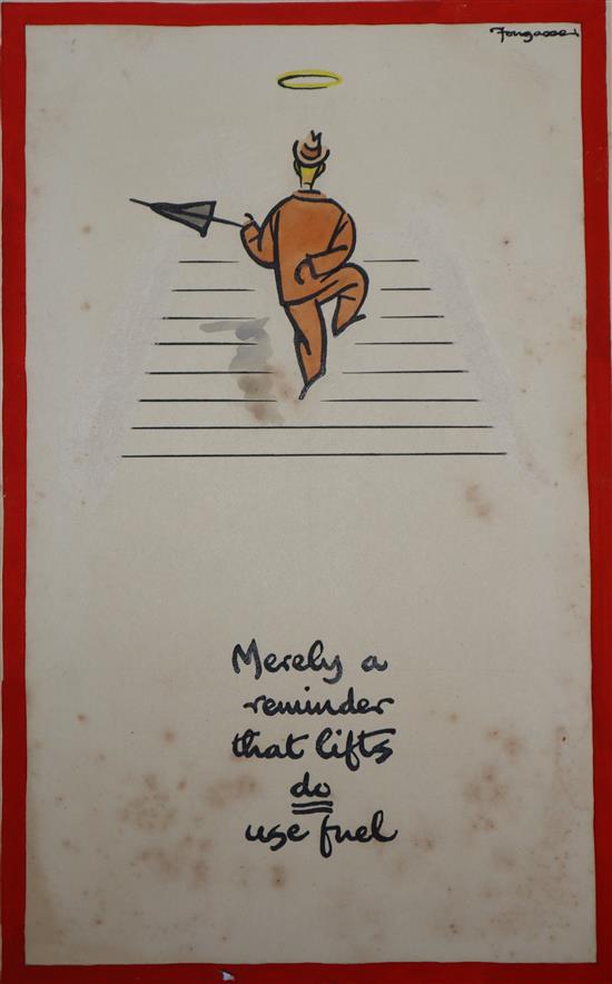 Cyril Kenneth Bird [Fougasse] (1887-1965), ink and watercolour, original cartoon, Merely a Reminder that